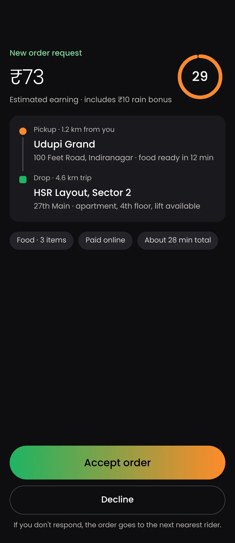 Eatato rider app job offer