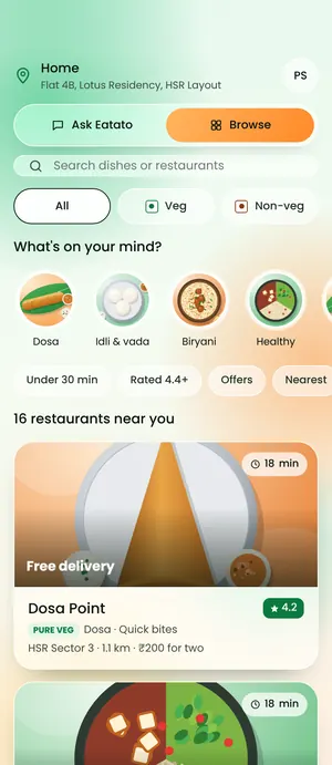 Eatato app: Browse