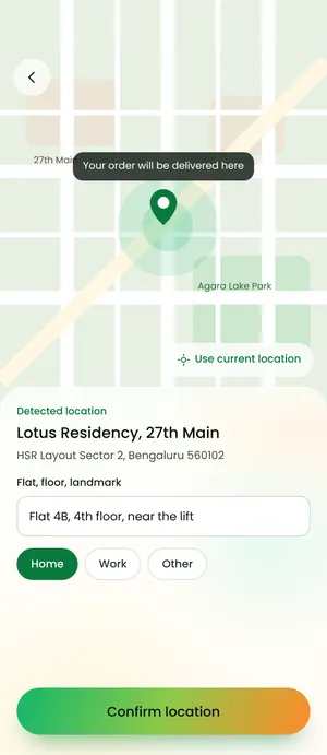 Eatato app: Where to deliver