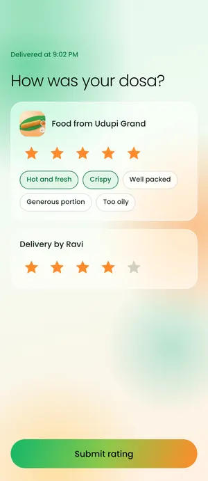 Eatato app: How was your dosa?