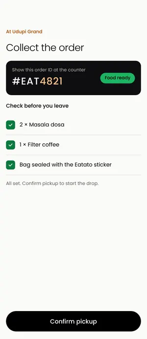 Eatato app: Collect the order