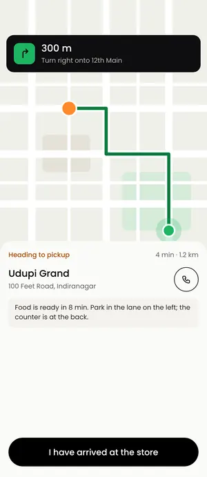Eatato app: Heading to pickup