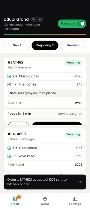Eatato app: Preparing