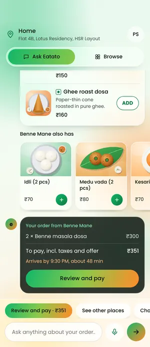 Eatato app: Benne Mane it is