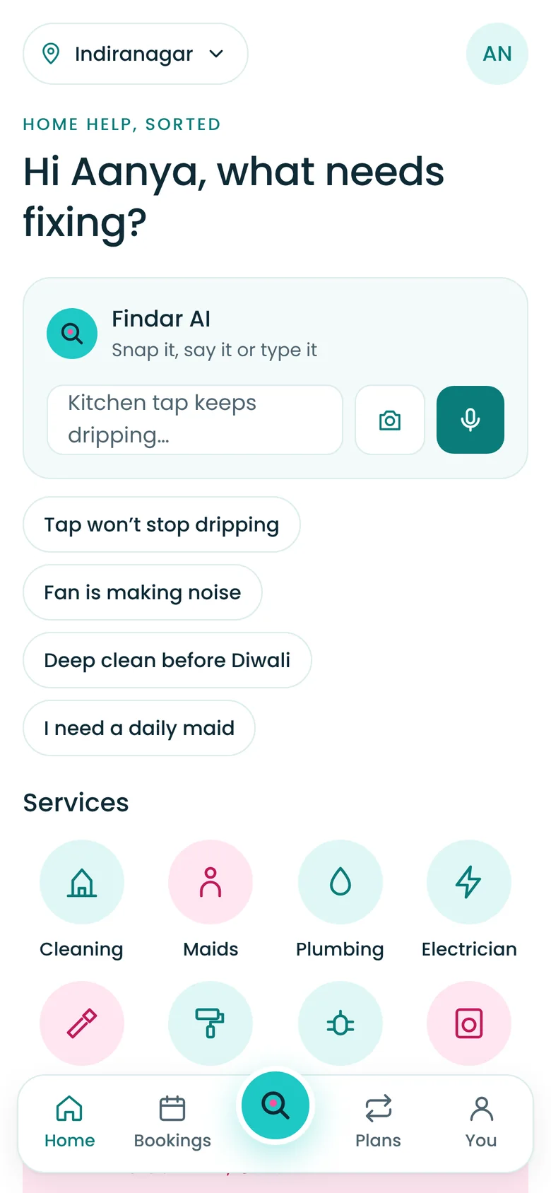 Findar app: Home