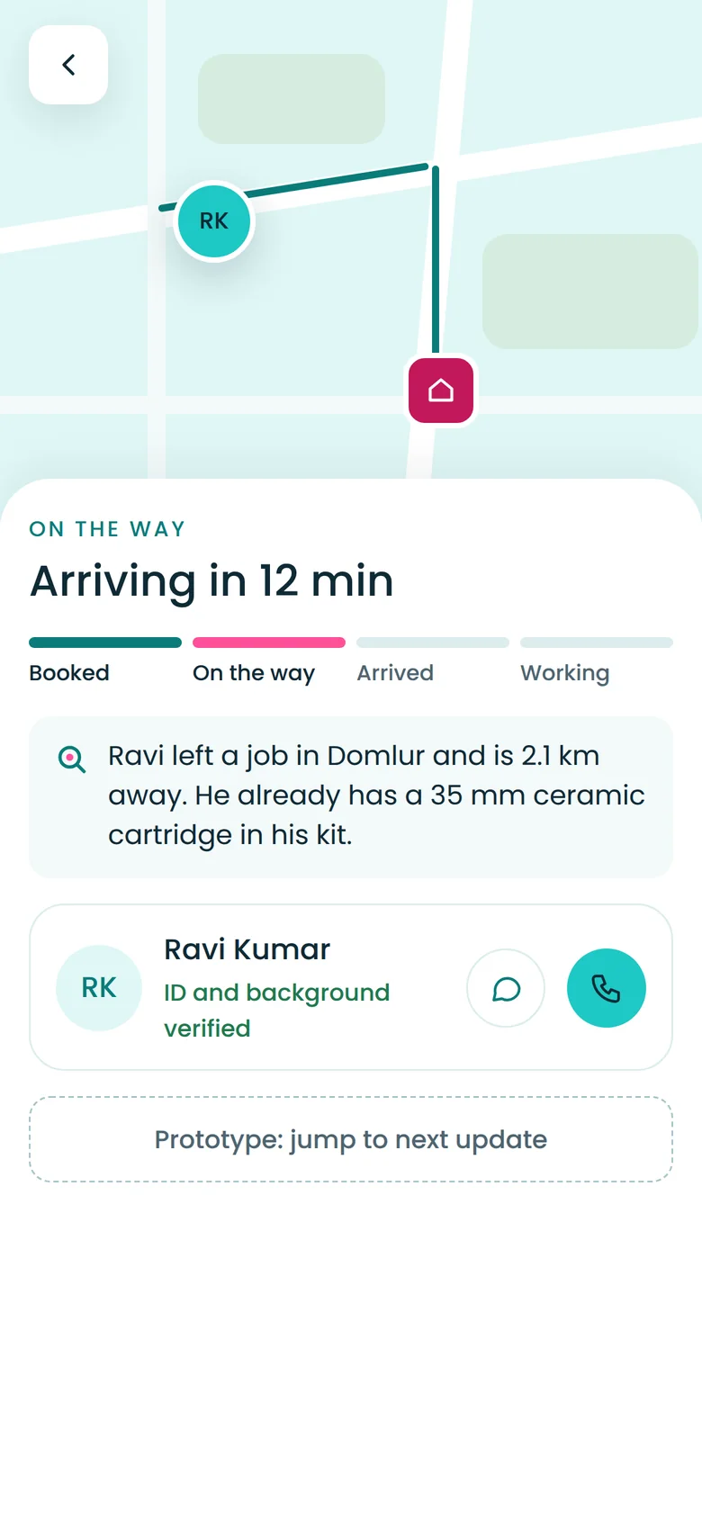 Findar live tracking screen