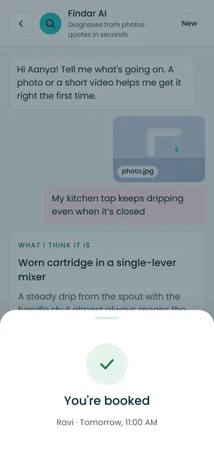 Findar app: You’re booked
