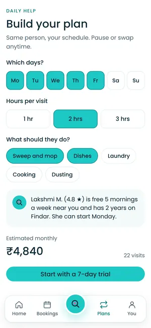 Findar app: Build your plan