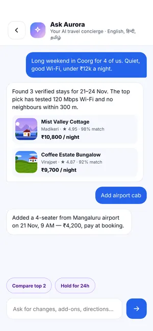 FindMy Stay app: Add an airport cab