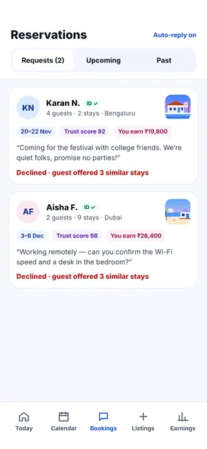 FindMy Stay app: Both requests declined