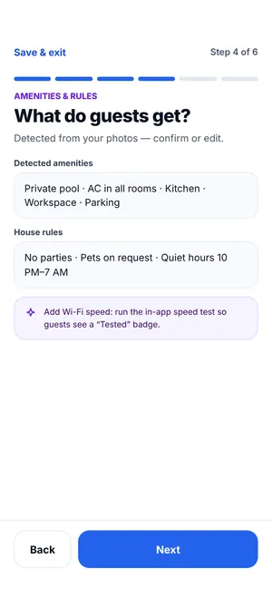 FindMy Stay app: Amenities and rules