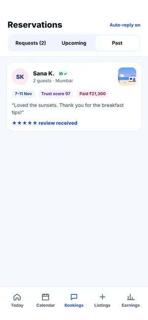 FindMy Stay app: Past stays