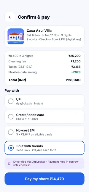 FindMy Stay app: Split with friends