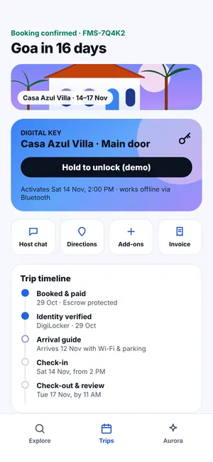 FindMy Stay app: Your trip