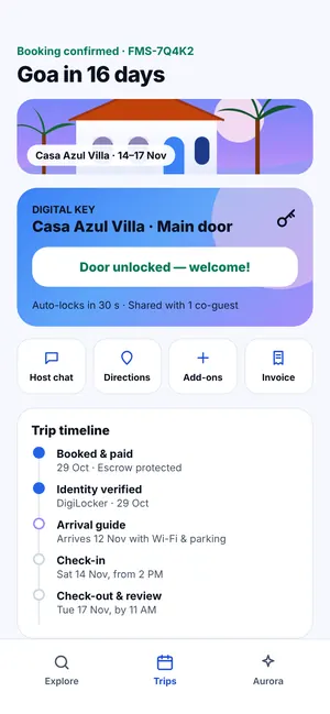 FindMy Stay app: Door unlocked
