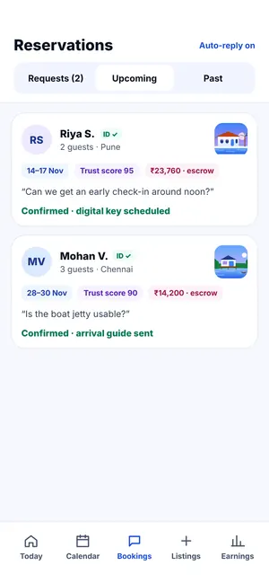 FindMy Stay app: Upcoming stays