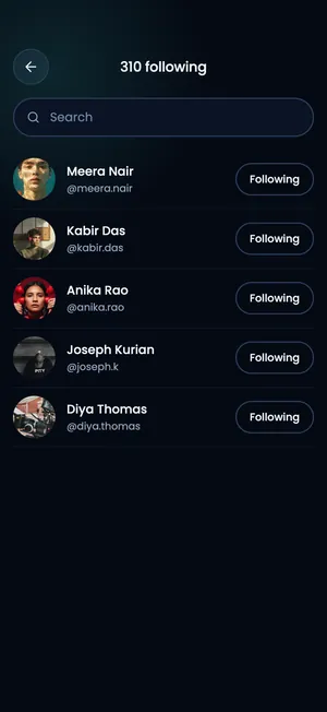 Pluto app: Following
