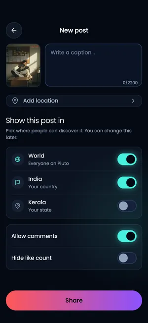 Pluto app: Post details
