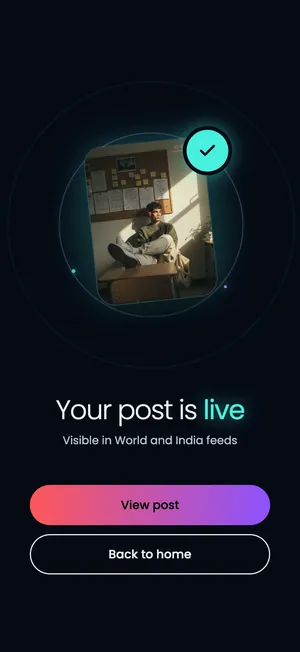 Pluto app: Your post is live