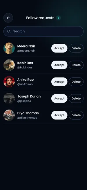 Pluto app: Follow requests
