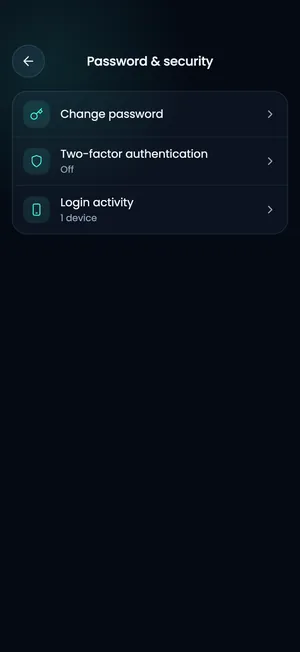 Pluto app: Password and security