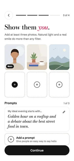 Venus app: Photos and prompts