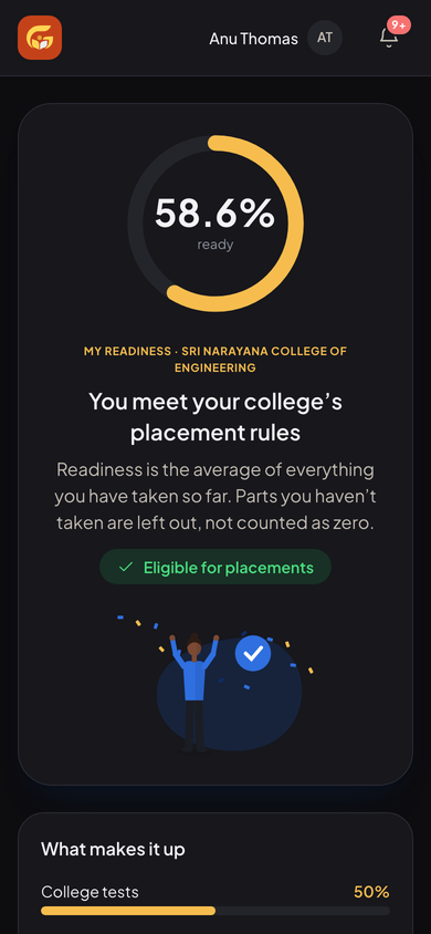 Placement readiness on a phone