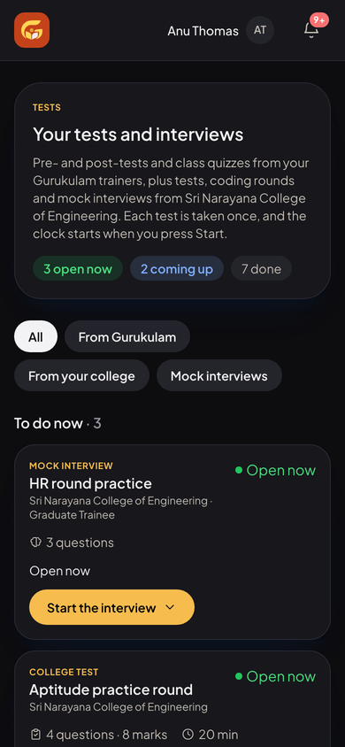 Tests on a phone