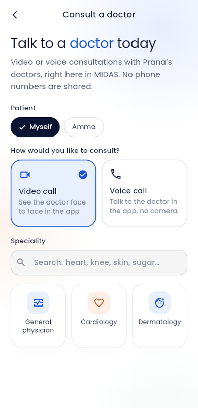 Consult a doctor screen