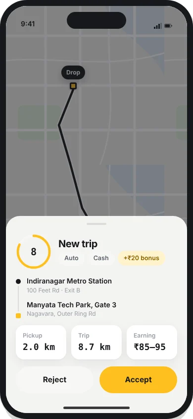 BobsRide driver new trip request
