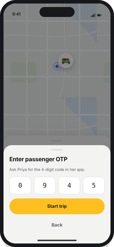 Enter the rider’s start code
