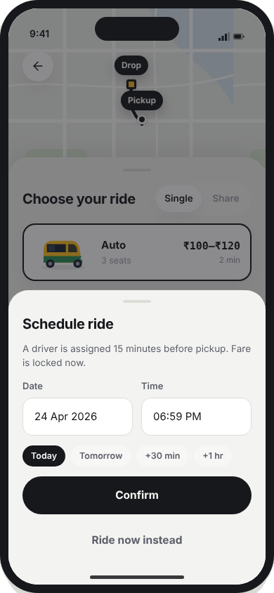 Schedule a ride for later