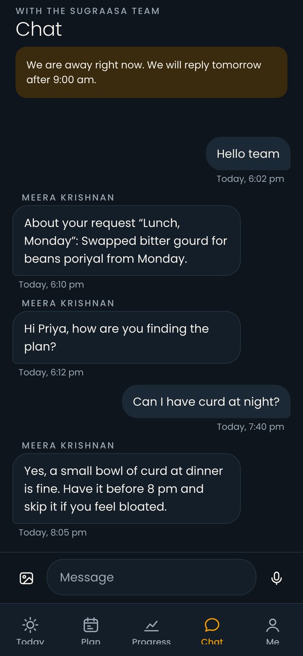 Chat in dark mode