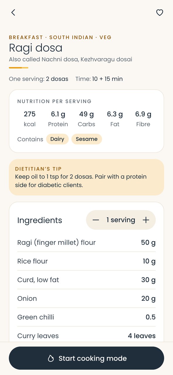 Recipe with nutrition, dietitian’s tip and ingredients