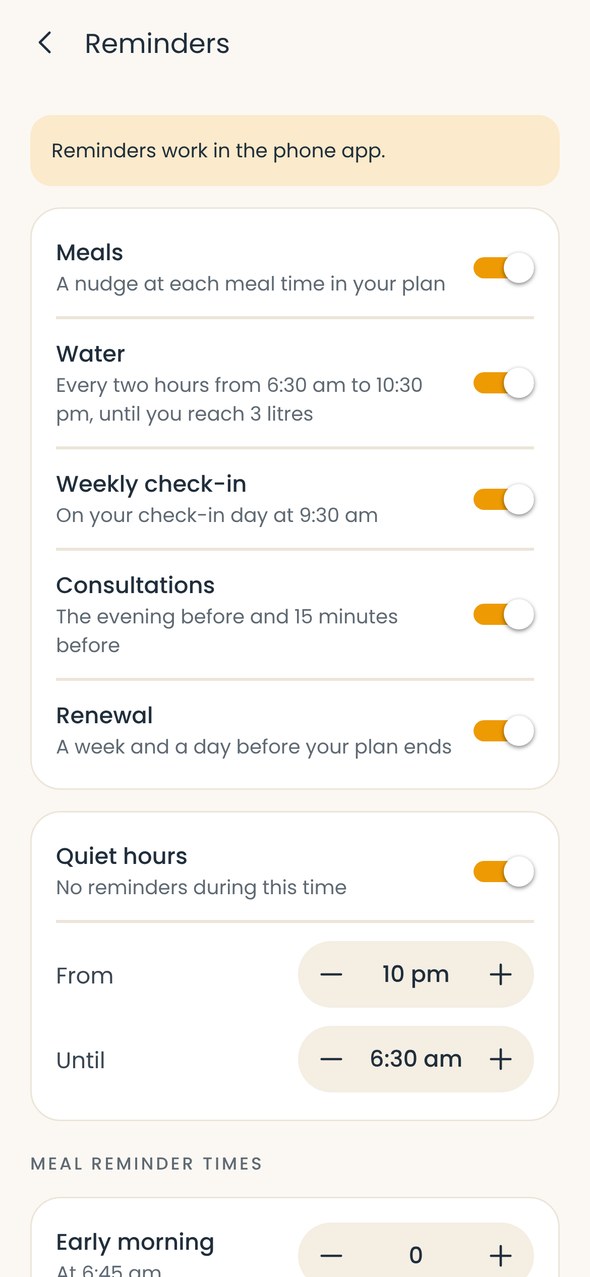 Reminders with quiet hours